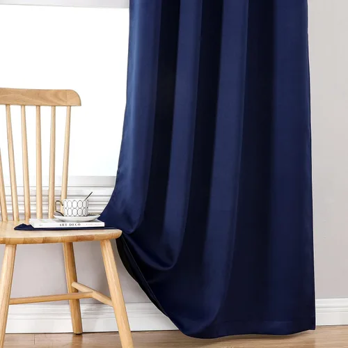 Miniatura 6 de ChrisDowa Cortinas 100% opacas para dormitorio con forro negro, 2 capas gruesas, totalmente opacas, con aislamiento térmico y ojales, cortinas