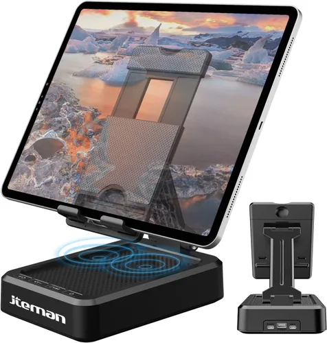 Miniatura 12 de Jteman Soporte inalámbrico para tablet con altavoz Bluetooth, ajustable con altavoces Bluetooth, regalos para mujeres y hombres, accesorio de cocina