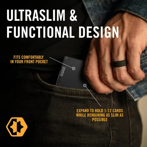Miniatura 20 de Ridge - Cartera para hombre – Cartera compacta minimalista delgada y portatarjetas, billetera con bolsillo frontal protegido RFID para hombres