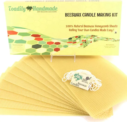Miniatura 10 de Kit de fabricación de velas de cera de abejas, 10 hojas de panal de cera de abeja 100% de tamaño matrimonial en varios colores y aproximadamente 6