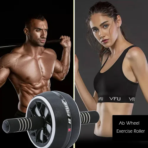 Miniatura 6 de Rodillo de rueda AB, rueda de ejercicios abdominales de fitness, rodillo de entrenamiento de fuerza, 12 pulgadas de ancho Rojo