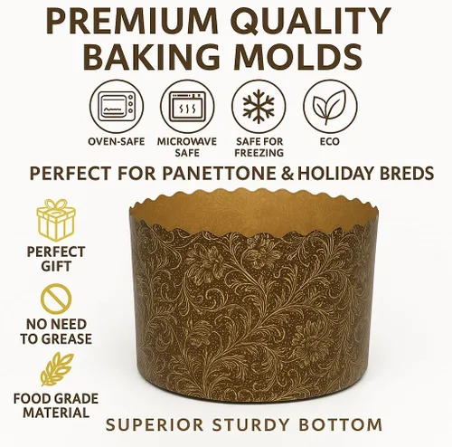 Miniatura 3 de Moldes para hornear Kulich y Panettone de 12 onzas, paquete de 12 unidades, formas de papel antiadherentes para pan de Pascua, 4.3 pulgadas de ancho