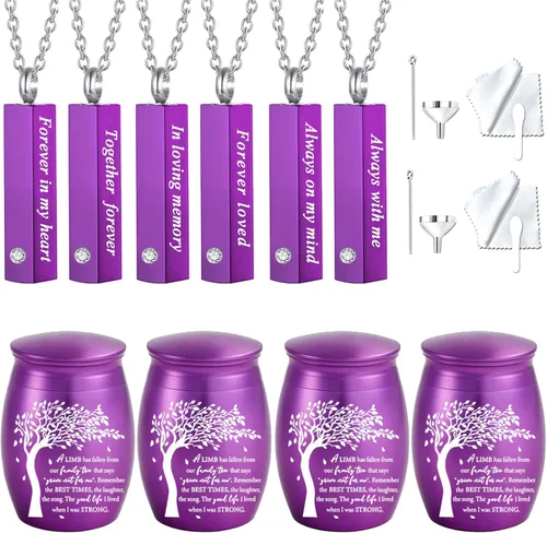 Miniatura 7 de Juego de 10 piezas de collar de urna de cremación para cenizas, urnas para compartir cenizas para humanos, adultos, mujeres, hombres, mini urnas