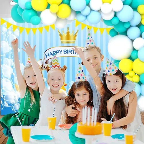 Miniatura 7 de Kit de arco de globos azul, amarillo y blanco, guirnalda de globos azul claro, verde azulado y amarillo blanco, globos azules y amarillos para Rojo