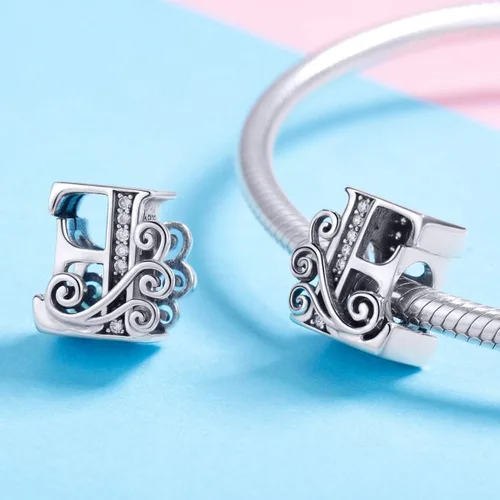 Miniatura 91 de BETTY&SARAH dije de plata esterlina 925 con forma de letra, para pulseras Pandora, letra del alfabeto, joya, regalo para mujer
