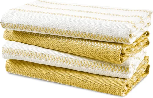 Miniatura 42 de LANE LINEN Juego de 6 paños de cocina de algodón para secar platos, 18 x 28 pulgadas, absorbentes, de secado rápido, color beige 07: Amarillo