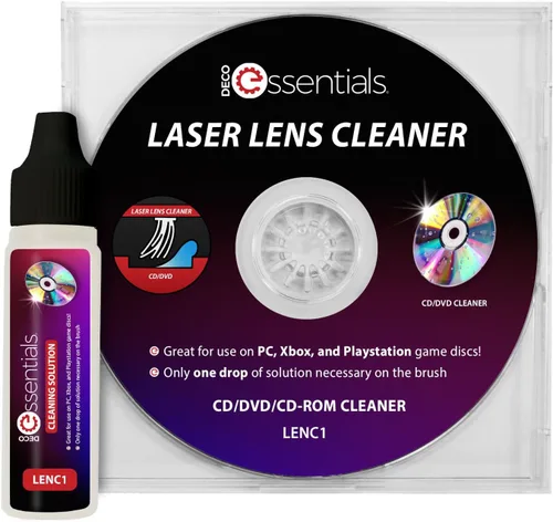 Deco Essentials Limpiador de lentes láser para reproductores de CD/DVD, incluye solución de limpieza, mejora la calidad de reproducción y prolonga