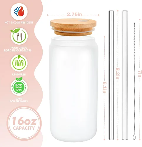 Miniatura 6 de Vasos de vidrio personalizados con tapas y pajitas, regalos con monograma para mujeres, vaso personalizado, bonita taza personalizada, cosas