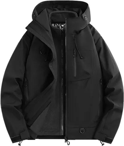Abrigos de otoño e invierno 3 en 1 con capucha, chaqueta de esquí de nieve 2026, impermeable, resistente al viento, forro polar, para mujeres y Negro