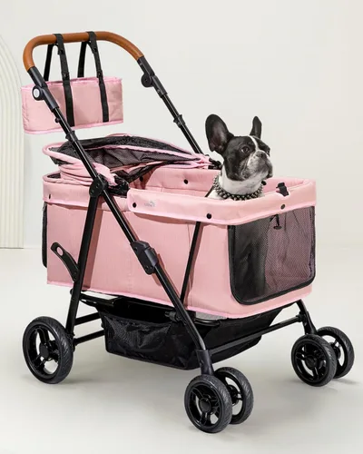 Cochecito para perros grandes y medianos (20-132 libras), cochecito para mascotas para 2 perros pequeños, extra grande, resistente, plegable y Azul