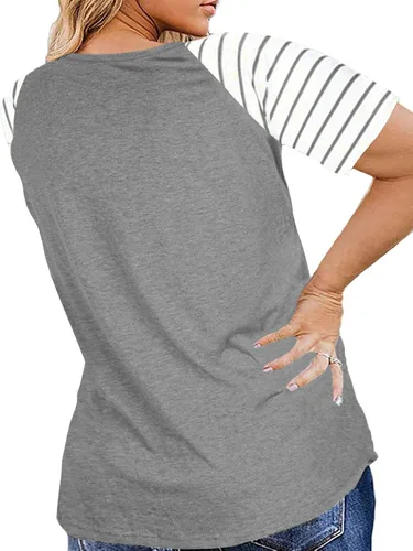 Miniatura 2 de Camisa Dolnine estilo túnica, talla extra grande, a rayas, camisa informal de raglán, para mujer