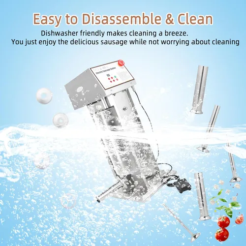 Miniatura 8 de Hakka Procesador de Alimentos Comercial de 25 LB de Acero Inoxidable Eléctrico para Embutir Salchichas y Fabricante Vertical de Relleno de Salchichas