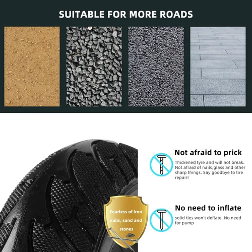 Miniatura 5 de Rueda de neumático sólido de 200x50 con cubo de plástico para scooter eléctrico Coche de equilibrio Rueda sólida 8x2 a prueba de explosiones Piezas