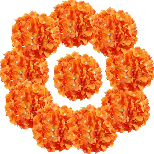 Miniatura 8 de Cabezas de hortensias de seda con tallos de flores artificiales para decoración del hogar, boda, paquete de 10 unidades (rosa melocotón)