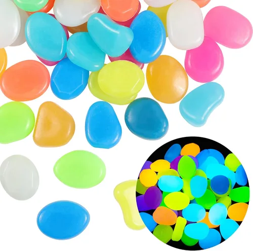 Miniatura 7 de OSOPOLA 150 PCS Piedras Luminosas - Rocas Luminosas Azules Decoraciones DIY Guijarros Decorativos para Acuario Pecera Acera Jardín Camino Patio