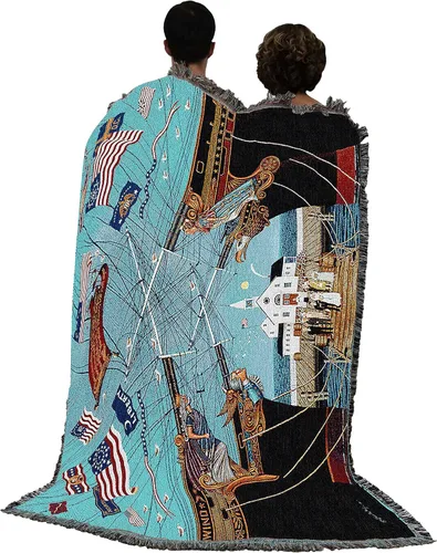 Miniatura 3 de Pure Country Weavers Manta de matrimonio Dockside por Charles Wysocki - Tapiz de regalo de playa costera de Estados Unidos temprano de América