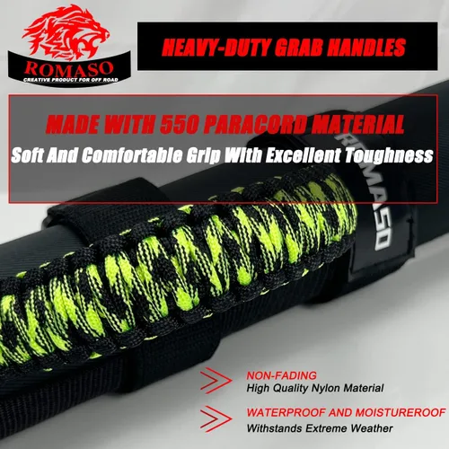 Miniatura 3 de Asas de agarre de barra antivuelco para Jeep, asas de agarre de cuerda de paracaídas compatibles con Jeep Wrangler YJ TJ JK JKU JL JLU, verde mixto