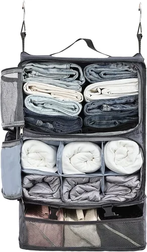 Miniatura 28 de Surblue Bolsa de Almacenamiento Colgante para Armario Plegable de 3 Estantes de Tela Oxford Lavable con 2 Ganchos