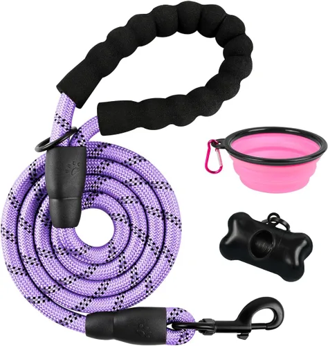 Miniatura 44 de BARKBAY Correas de perro para perros grandes, correa resistente de 4/5/6 pies con cómodo mango acolchado e hilos altamente reflectantes para perros