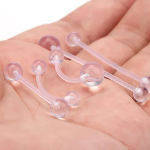 Miniatura 4 de CrazyPiercing 45pcs Clear Piercing Retainers Bioflex Nose Tongue Nipple Belly Rings Assorted Clear Plastic Body Piercing Jewelry for Women Man