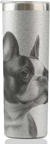 Miniatura 8 de Onebttl Boston Terrier - Regalos para mujeres, madres de perros, amantes de los perros, vaso delgado de 20 onzas con tapa y popote para Navidad