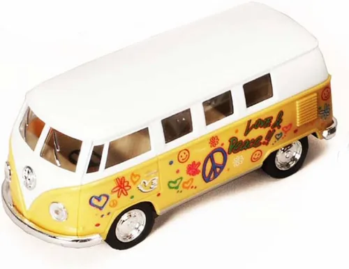 Miniatura 2 de KiNSMART Volkswagen Classic Bus 1962 escala 1:32 5 pulgadas, modelo de metal fundido a presión de juguete (4 juegos de potencia floral)