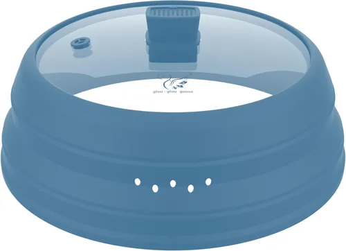 Miniatura 18 de Tapa protectora contra salpicaduras de microondas con protector de vidrio y silicona plegable para platos y ollas de 9.8 pulgadas, color azul oscuro