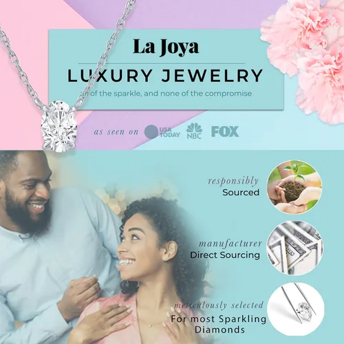 Miniatura 3 de La Joya Collar de diamantes cultivados en laboratorio para mujer Oro blanco de 14 quilates Collar con colgante de diamante flotante de 12 quilate
