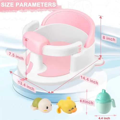 Miniatura 6 de Asiento de baño para bebés de 6 meses en adelante, asientos de baño antideslizantes para bebés sentados, asiento seguro para bebés y recién nacidos