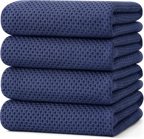 Miniatura 90 de Kitinjoy - Paños de cocina de 100 % algodón, tela de tejido gofrado, paño de limpieza ultrasuave, absorbente y de secado rápido. Gris Oscuro