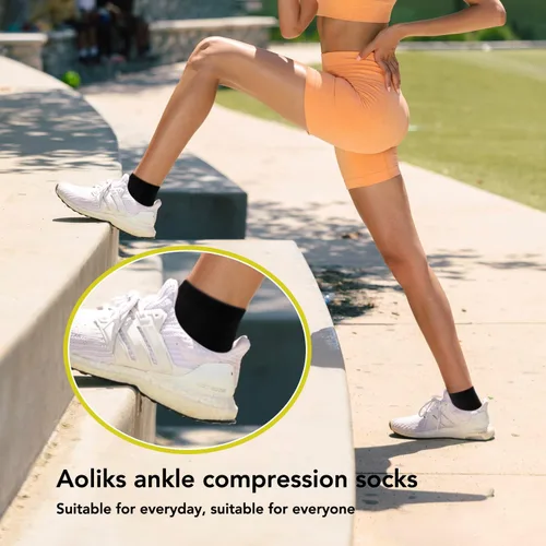 Miniatura 7 de 5 pares de calcetines de compresión de cobre para mujeres y hombres, calcetines de tobillo para fascitis plantar con soporte de arco para atletismo