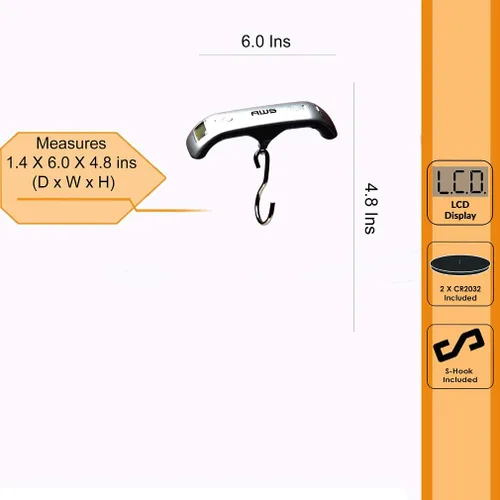 Miniatura 3 de American Weigh Balanzas AMW-LS-110 Balanza digital para equipaje, 110 por 0,2 lb