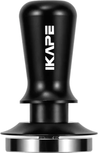 IKAPE Manipulador de espresso de 39.25 mm, manipulador de café barista premium negro con resorte calibrado, manipulador de acero inoxidable 100%