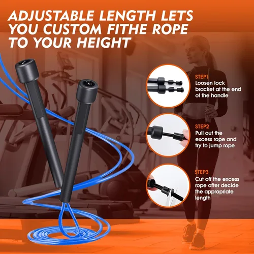 Miniatura 3 de Paquete de 14 cuerdas ajustables de PVC para entrenamiento cardiovascular, cuerda de saltar versátil para mujeres, hombres y niños, regalo de Negro