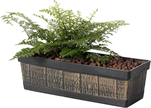 Miniatura 10 de Gardenised QI004121.L - Maceta rectangular de plástico para exteriores e interiores, maceta para plantar verduras o flores, marrón grande