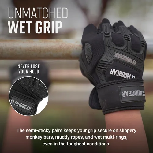 Miniatura 4 de MudGear Guantes de entrenamiento duraderos sin dedos con soporte de muñeca para carreras de obstáculos y entrenamiento de fitness, mejoran