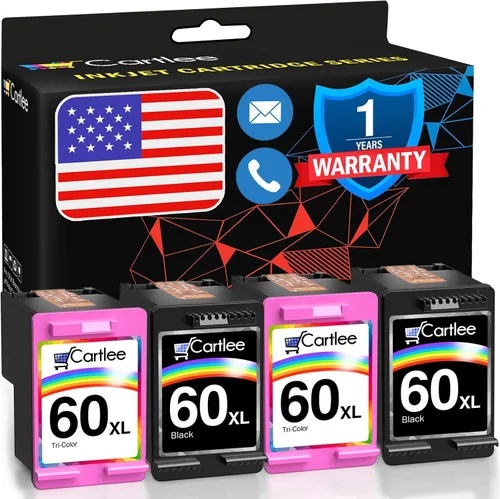 Cartlee Cartucho de tinta remanufacturado de repuesto para HP 60XL 60 XL para Envy 100 110 120 Photosmart C4670 c4680 c4780 c4795 d110 Deskjet D2660