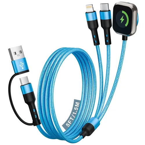 Miniatura 15 de Cargador de viaje para iWatch, cable de carga múltiple 3 en 2 con cargador IP/USB C/iWatch, cargadores de viaje para múltiples dispositivos, Naranja
