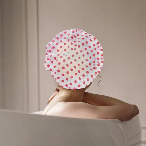 Miniatura 5 de 3 gorros de ducha, elásticos, reutilizables, impermeables, de plástico, para mujeres, mujeres, spa, salón de belleza (rojo, verde y azul)