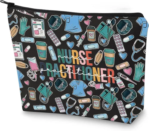 WZMPA Enfermera practicante bolsa de cosméticos médico NP regalo enfermera practicante graduación maquillaje cremallera bolsa bolsa para enfermera