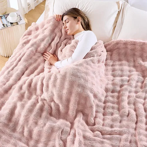 Miniatura 34 de NEWCOSPLAY Manta para Sofá Aqua Súper Suave de Franela Polar 3D Burbuja Ligera Manta de Cama para Uso en Todas las Estaciones (Aqua, Throw(50"x60"))