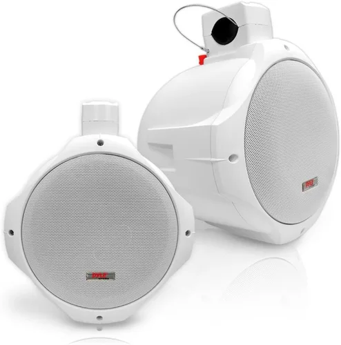 Pyle Altavoces de torre de wakeboard marinos impermeables – Juego de altavoces de subwoofer dual de 8 pulgadas y tweeter de 1 pulgada con potencia