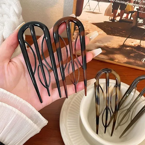 Miniatura 7 de 8 horquillas francesas para mujer, diseño de dientes interiores, grandes en forma de U, horquillas para el pelo para moños, rizos franceses