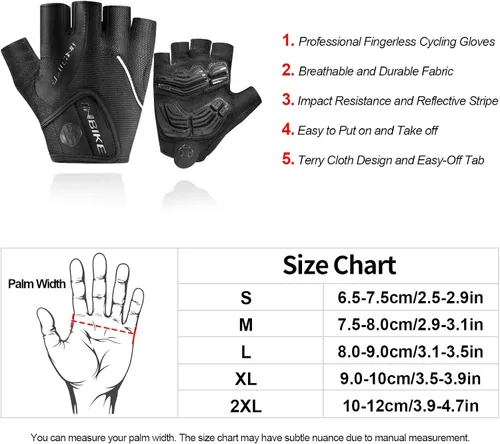 Miniatura 6 de Inbike - Guantes de ciclismo para hombre, 5 mm 0.19 pulgadas, almohadilla de gel absorbente de golpes, antideslizantes, transpirables