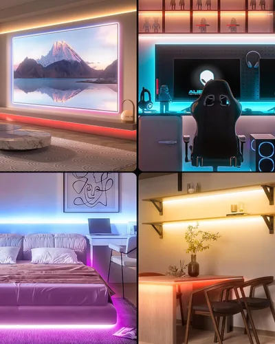 Miniatura 5 de Tiras de luces LED RGB de WILLLED, luz debajo de la cama con sensor de movimiento activado, control remoto RF con temporizador, iluminación de tira