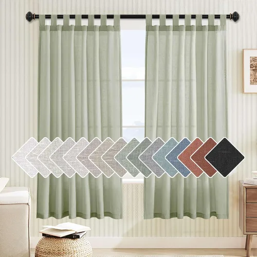Miniatura 57 de H.VERSAILTEX Cortinas aireadas mezcladas de lino natural con pestaña superior para sala de estar, decoración del hogar, material suave y rico que