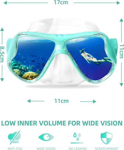 Miniatura 2 de Máscara de snorkel para natación Keary, máscara de buceo para adultos hombres mujeres jóvenes, gafas de natación antiniebla con vista clara de 180°