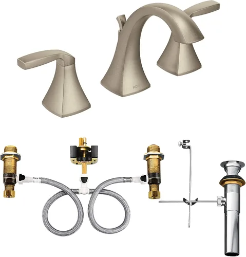 Moen T6905BN-9000 Voss Grifo de baño de dos manijas con válvula, níquel cepillado