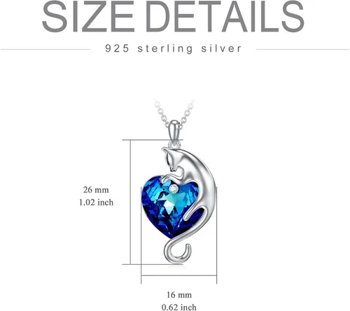 Miniatura 6 de AOBOCO Cat Necklace for Women 925 Sterling Silver Cat Pendant Necklace Embellished with Crystals from Austria, Mother's Day Cat Jewelry Gifts for