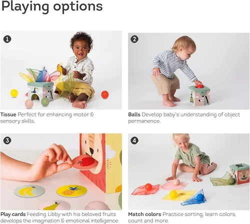 Miniatura 9 de Taf Toys Caja de Pañuelos Sensoriales para Bebés, Caja de Permanencia de Objetos, Juego Imaginativo para Bebés y Niños Pequeños, Juguetes